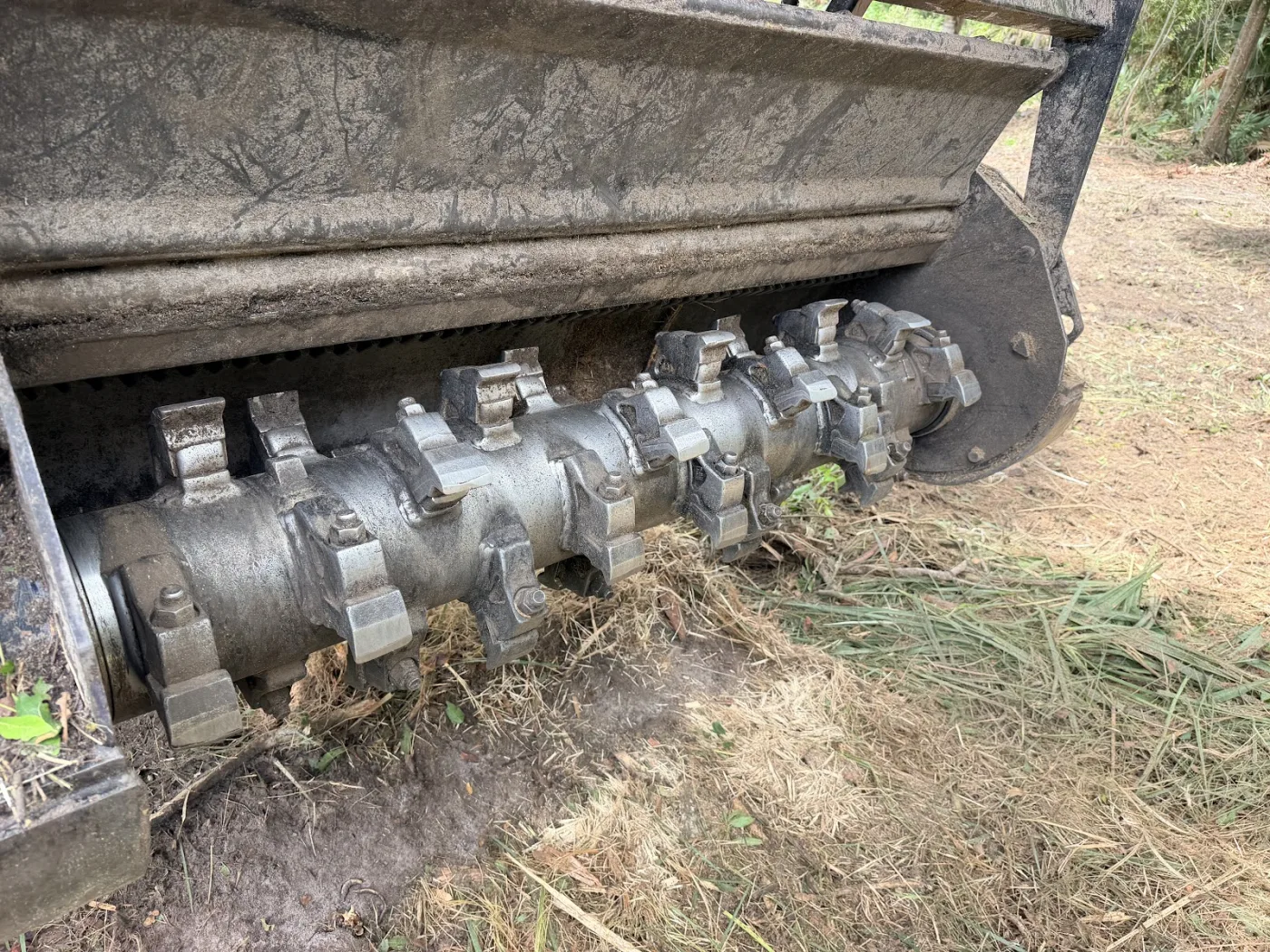 Mulching drum up close after a day of grinding